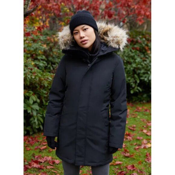 Aritzia Womens TNA Xlarge Raven Faux Fur Liner Long Parka - Picture 1 of 16